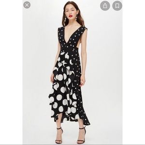 Topshop Monochrome Spot Pinafore Dress